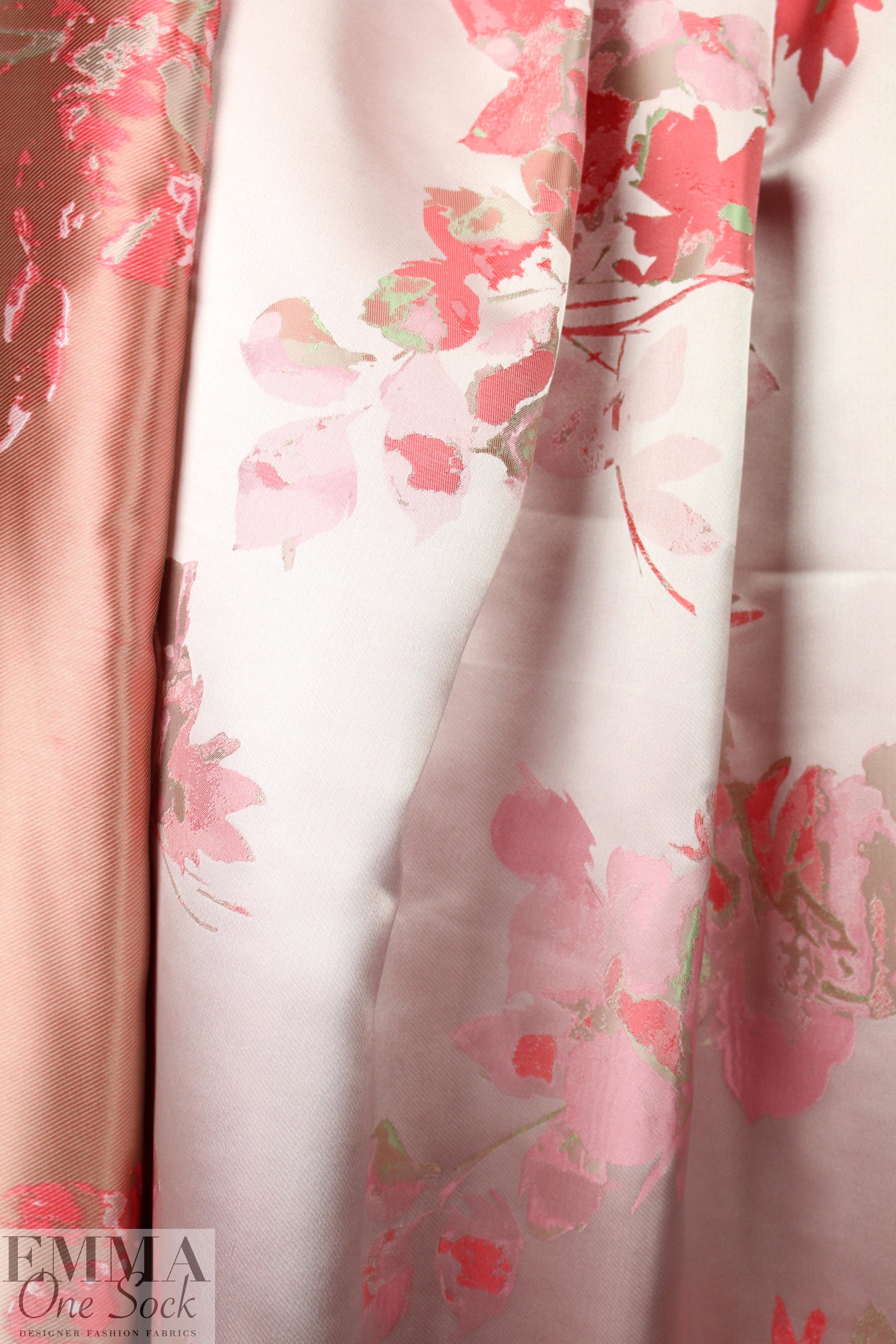 NY designer coral tones floral jacquard brocade