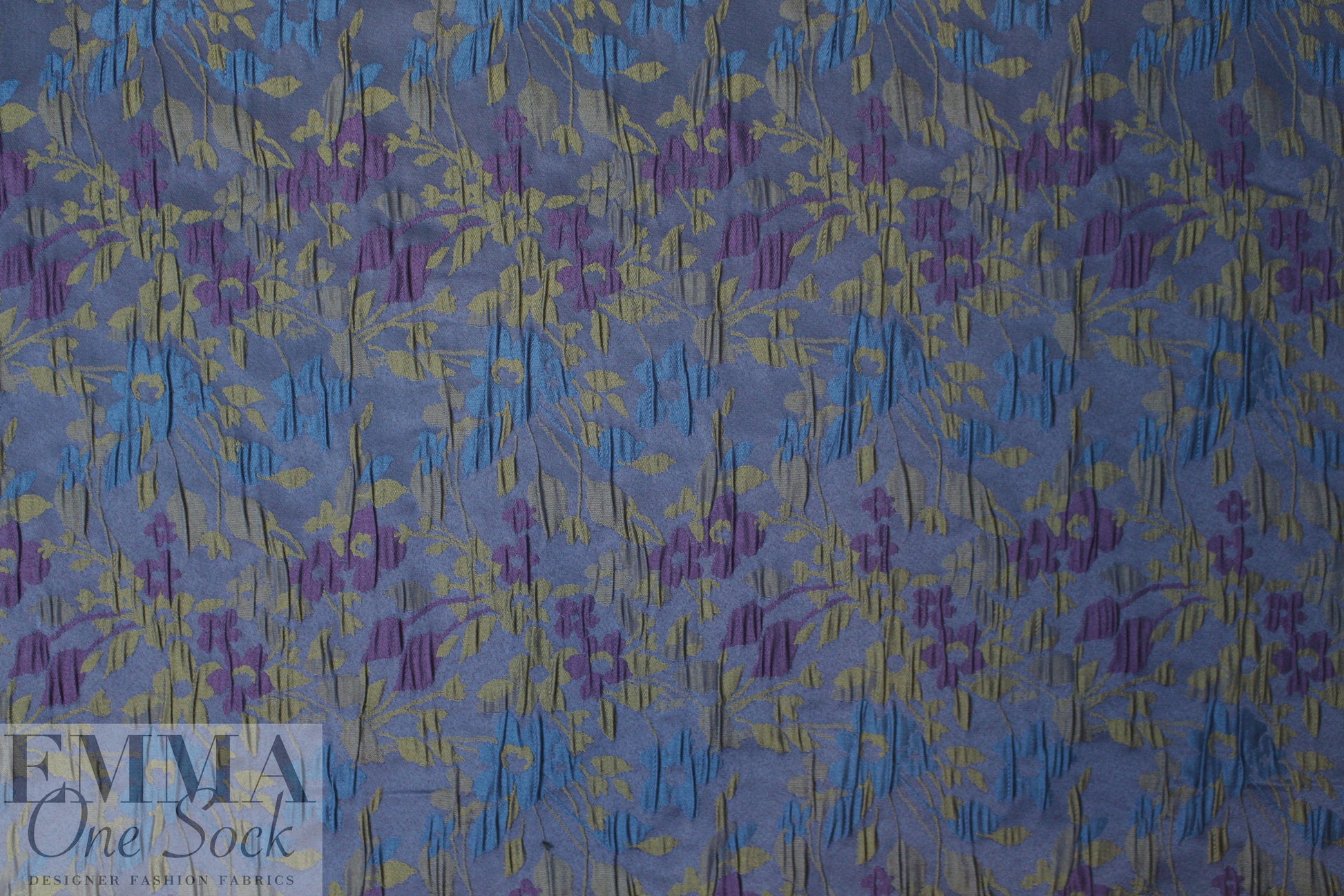 NY designer textured floral brocade - olive/navy/violet 1 yard