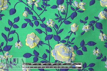 Italian kelly/navy textured floral brocade