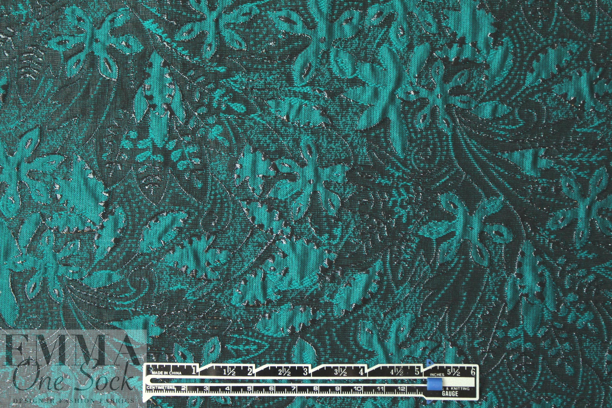 NY designer peacock/black textured brocade