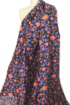Italian iris/tangerine textured floral brocade