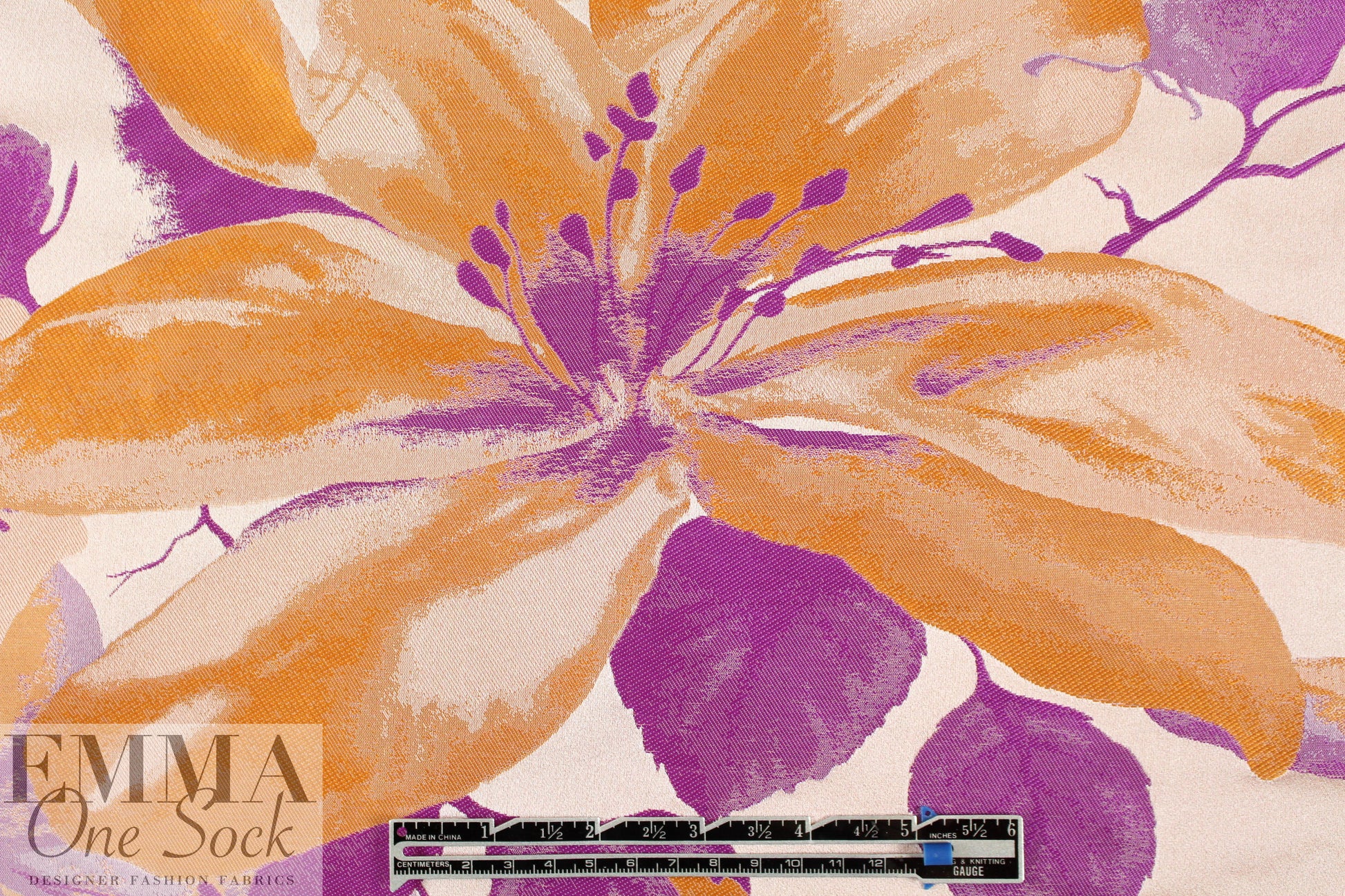 Italian fuchsia/marigold floral jacquard brocade