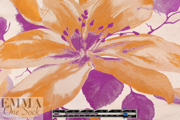 Italian fuchsia/marigold floral jacquard brocade