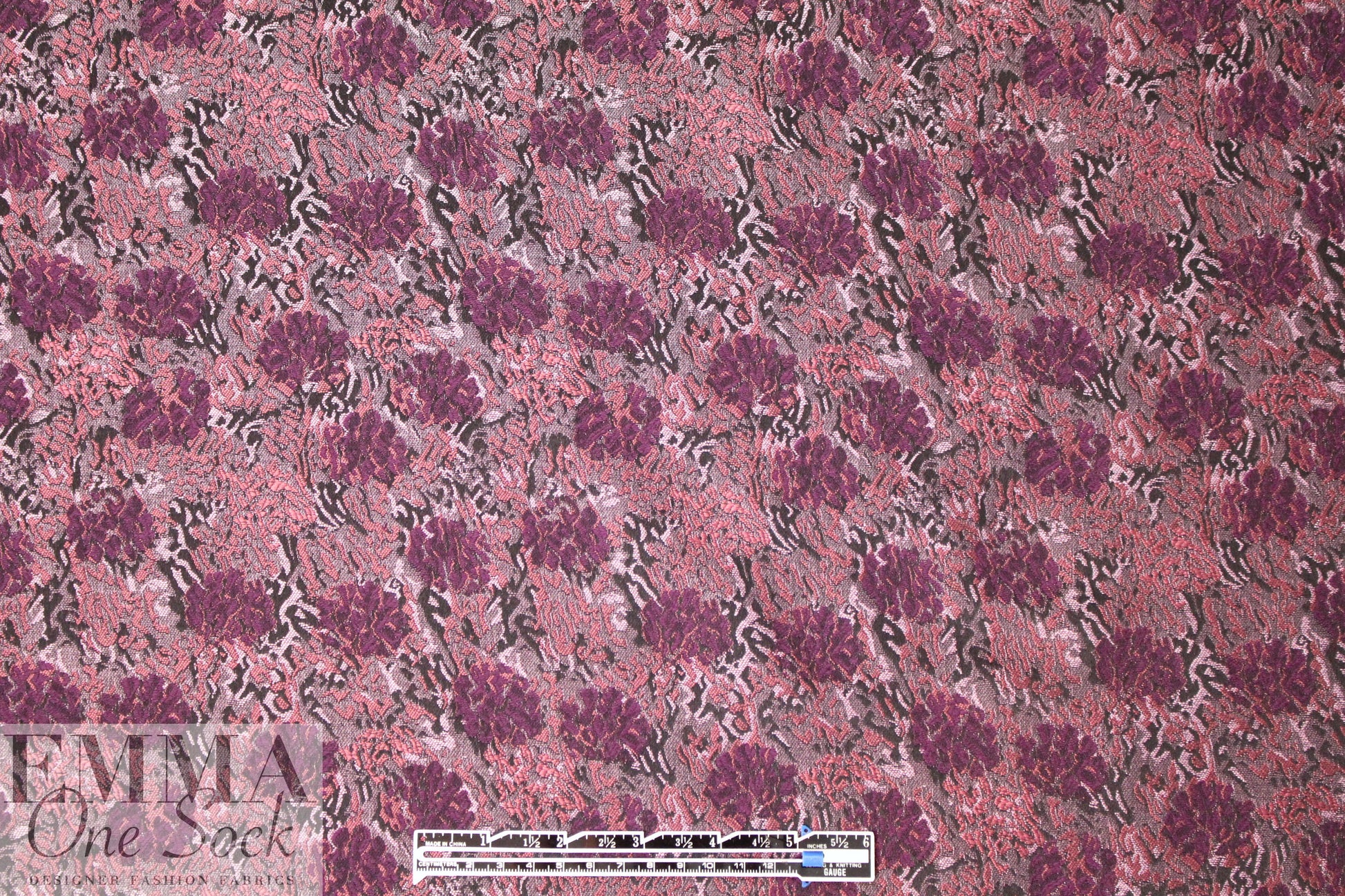 NY designer plum/blush floral jacquard brocade
