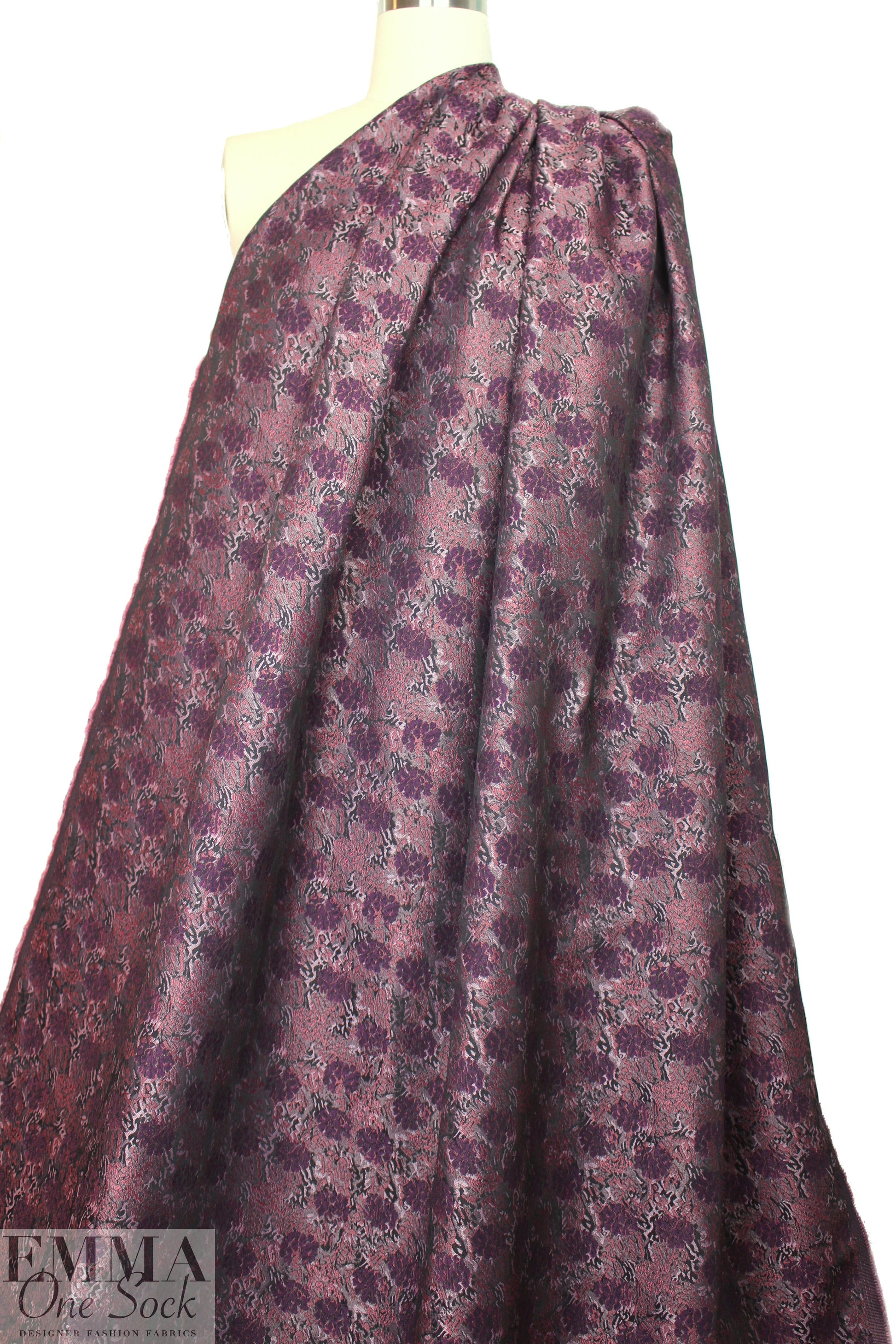 NY designer plum/blush floral jacquard brocade