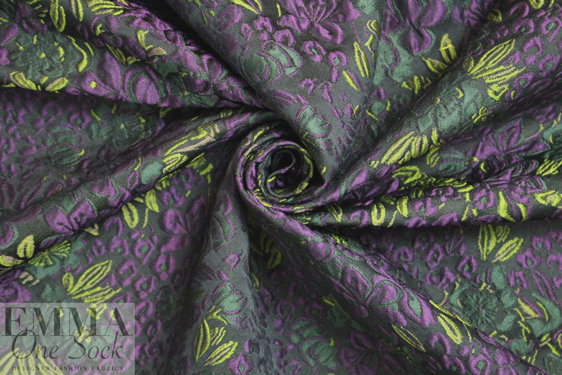 designer purple/green textured floral brocade