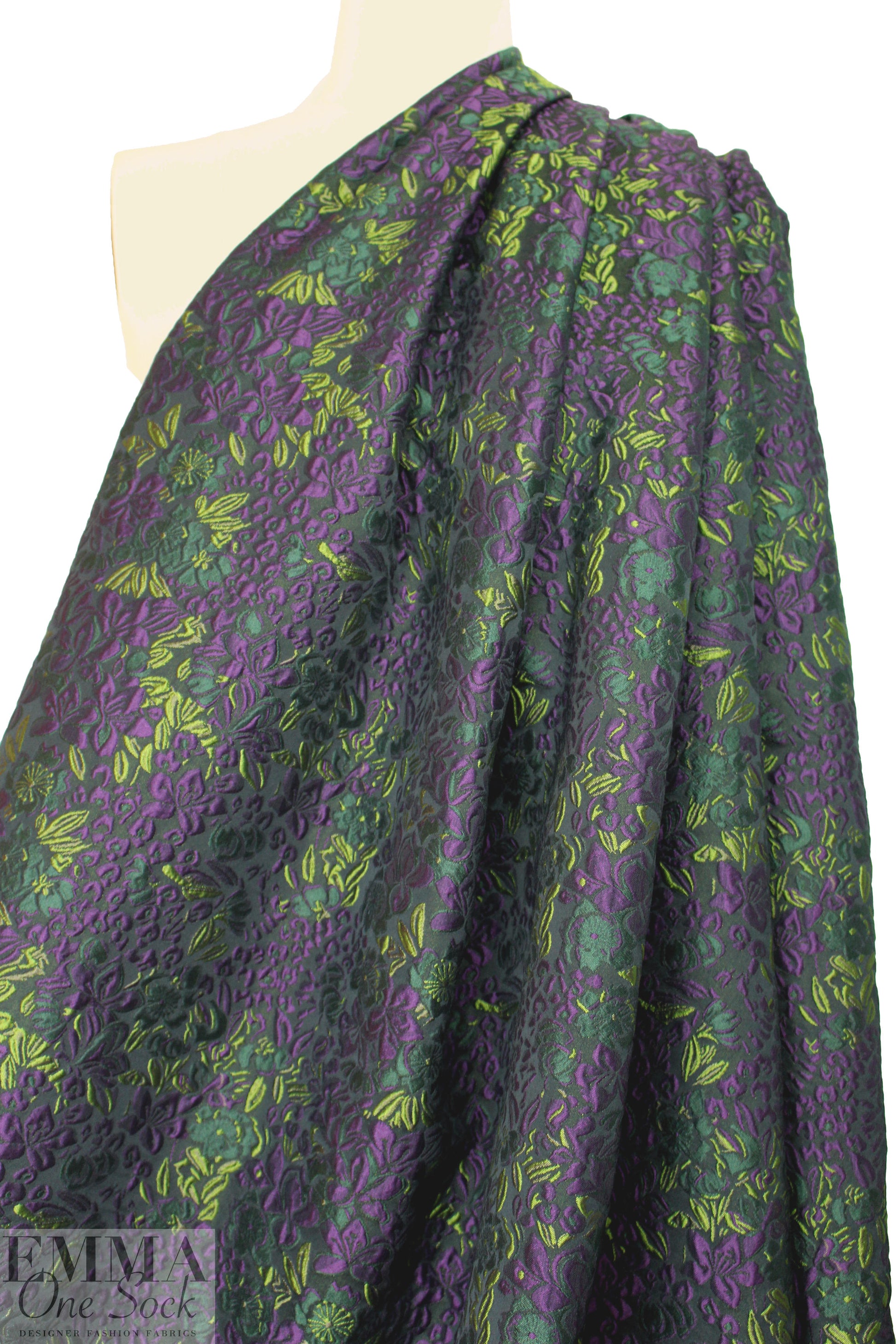 designer purple/green textured floral brocade