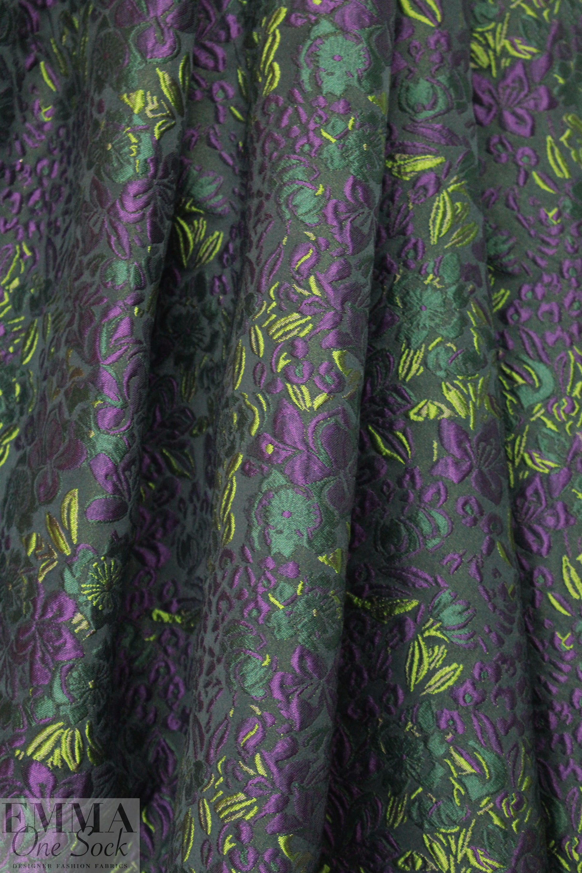 designer purple/green textured floral brocade