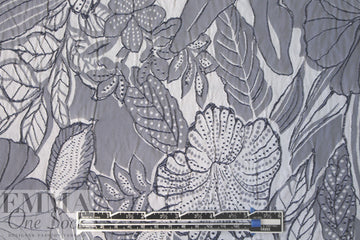 NY designer textured floral stretch brocade - slate/stone 2.375 yd