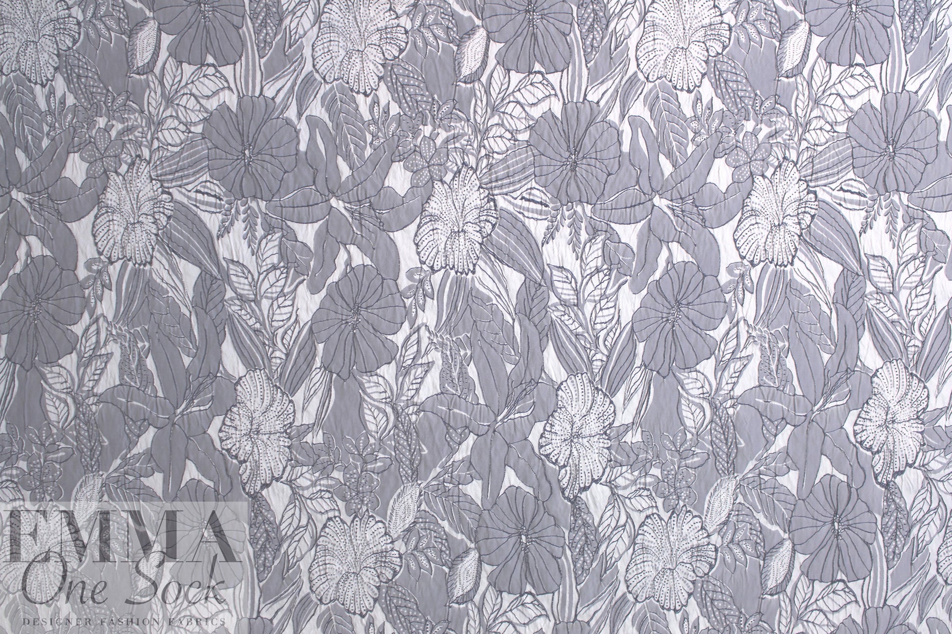 NY designer textured floral stretch brocade - slate/stone 2.375 yd