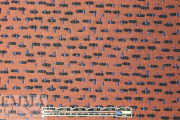 NY designer dashy graphic brocade - copper/sapphire