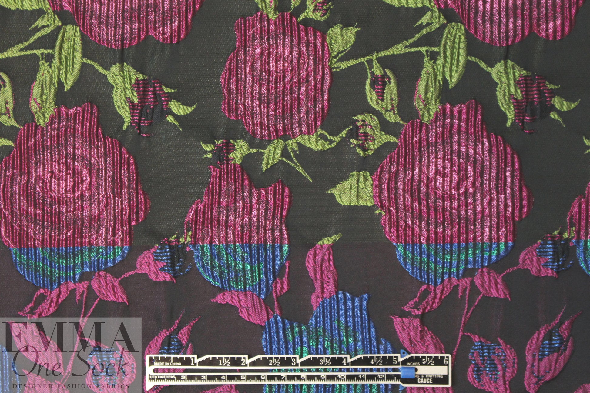 NY designer textured floral brocade - magenta/sapphire