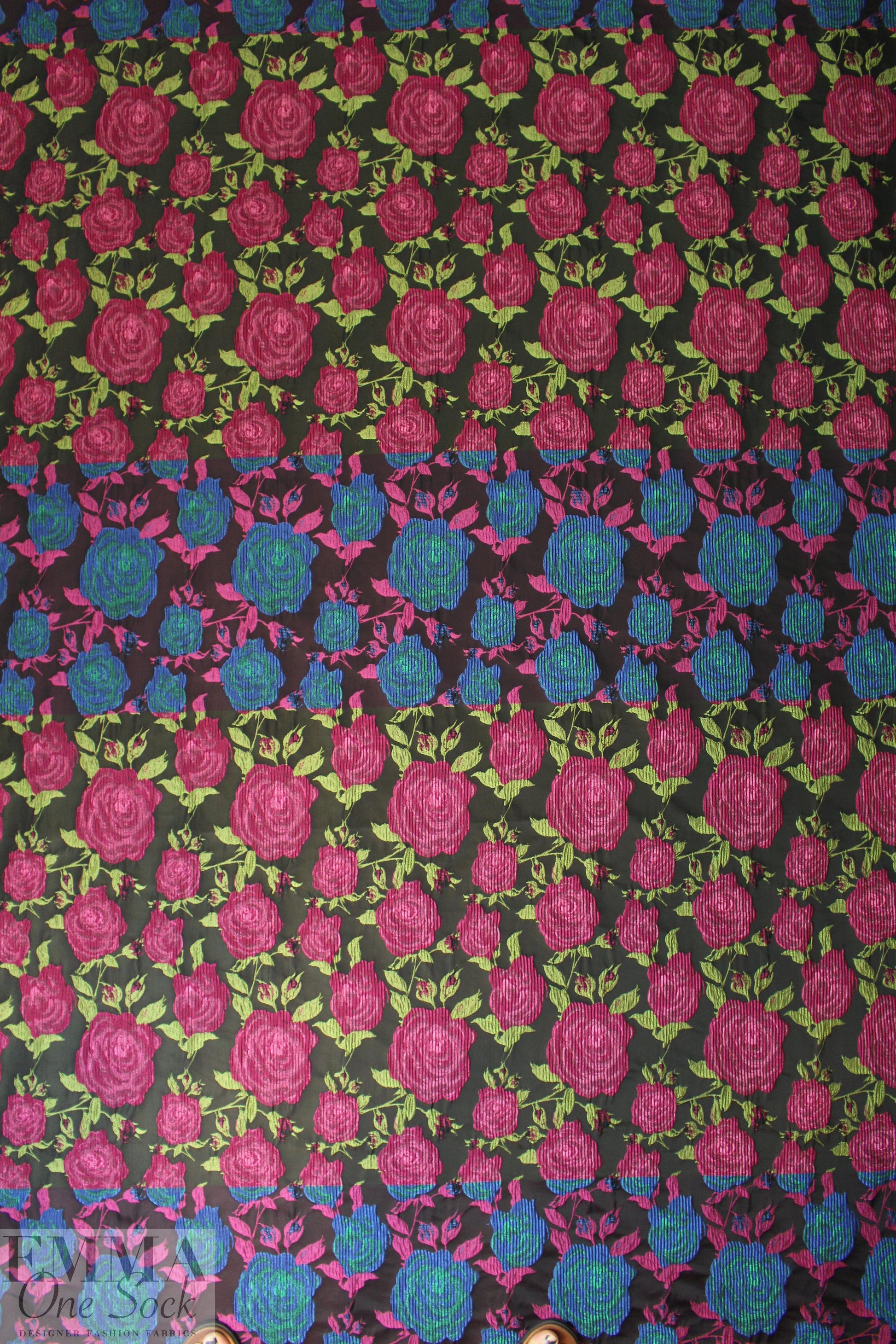 NY designer textured floral brocade - magenta/sapphire