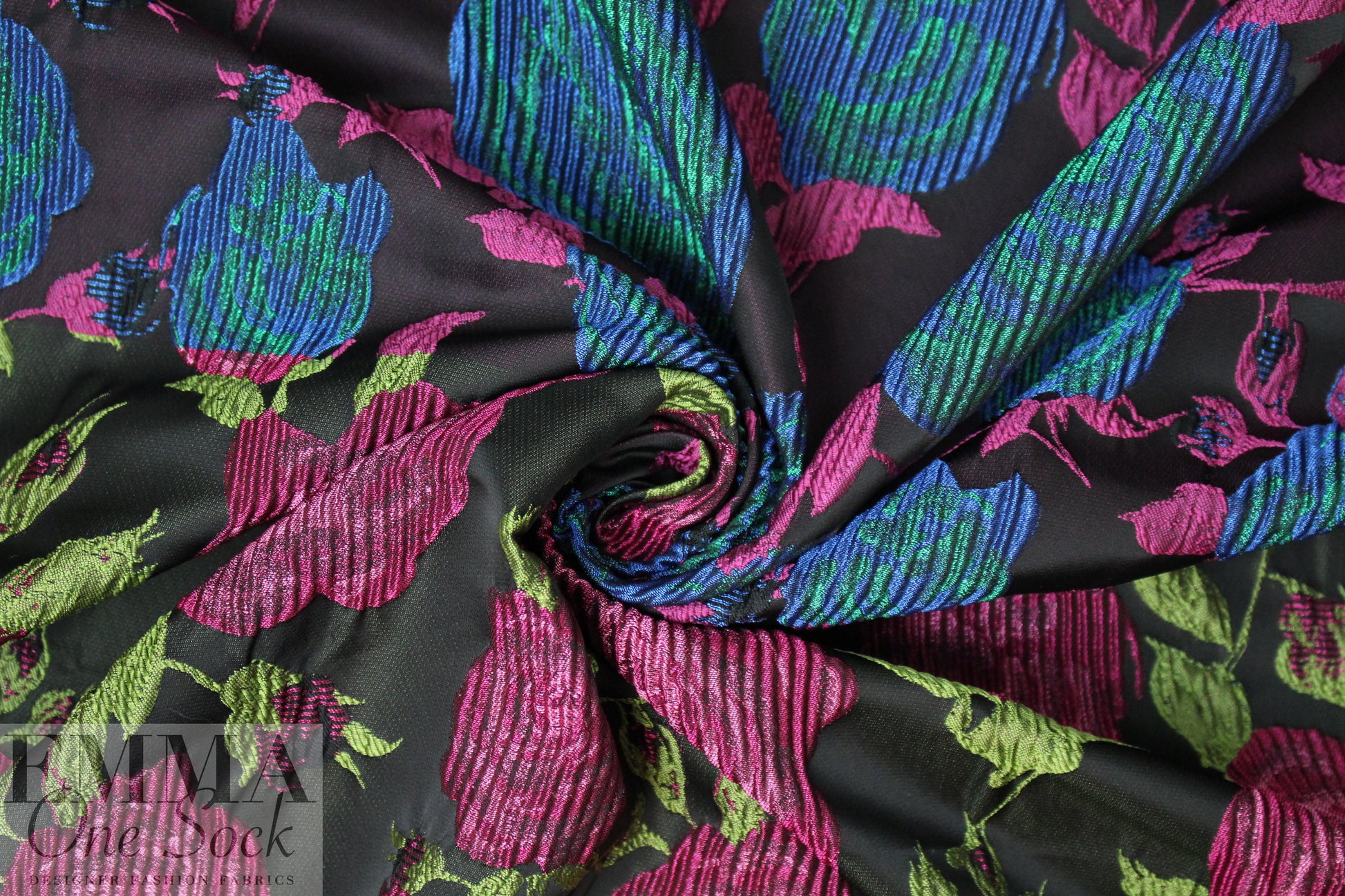 NY designer textured floral brocade - magenta/sapphire
