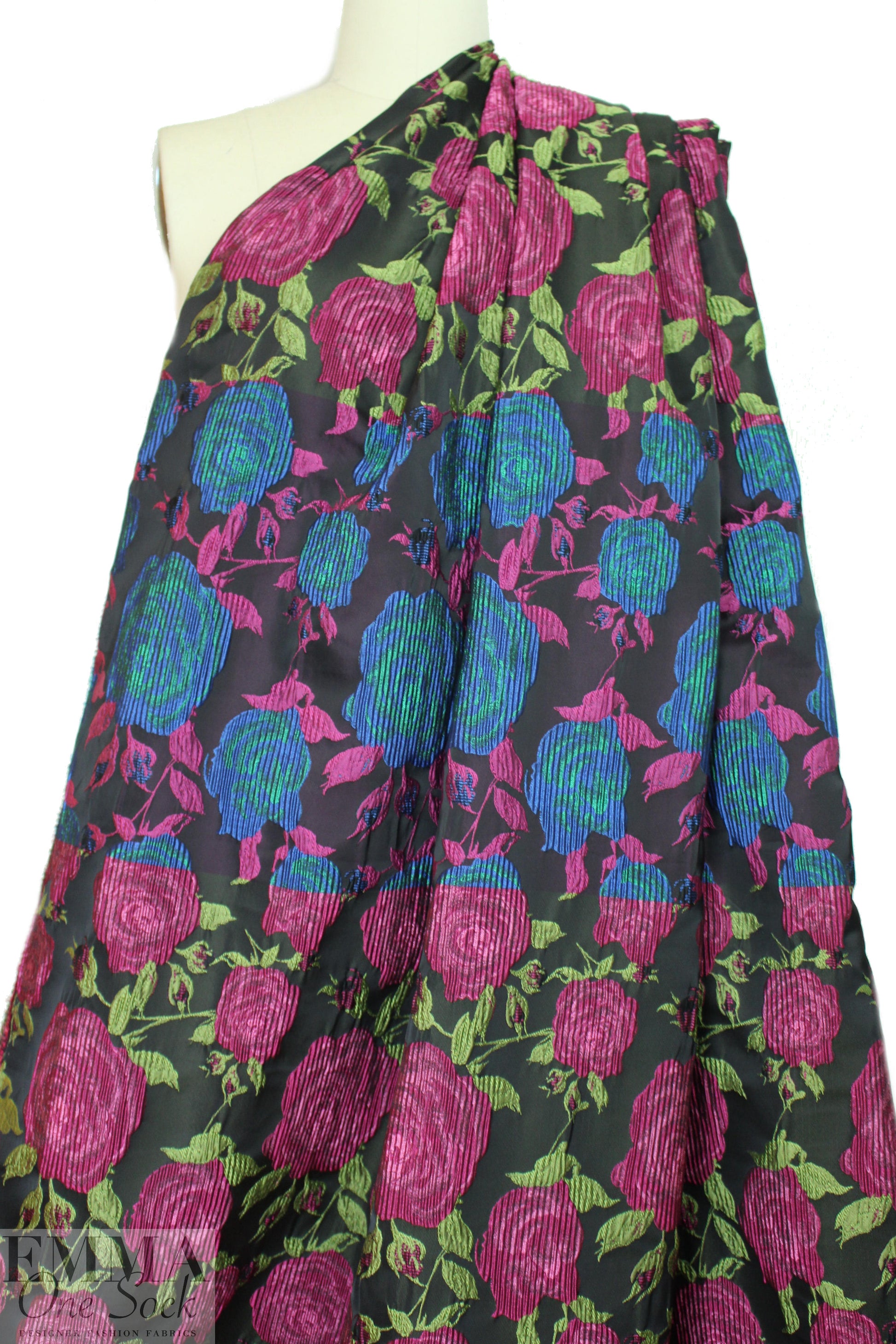 NY designer textured floral brocade - magenta/sapphire