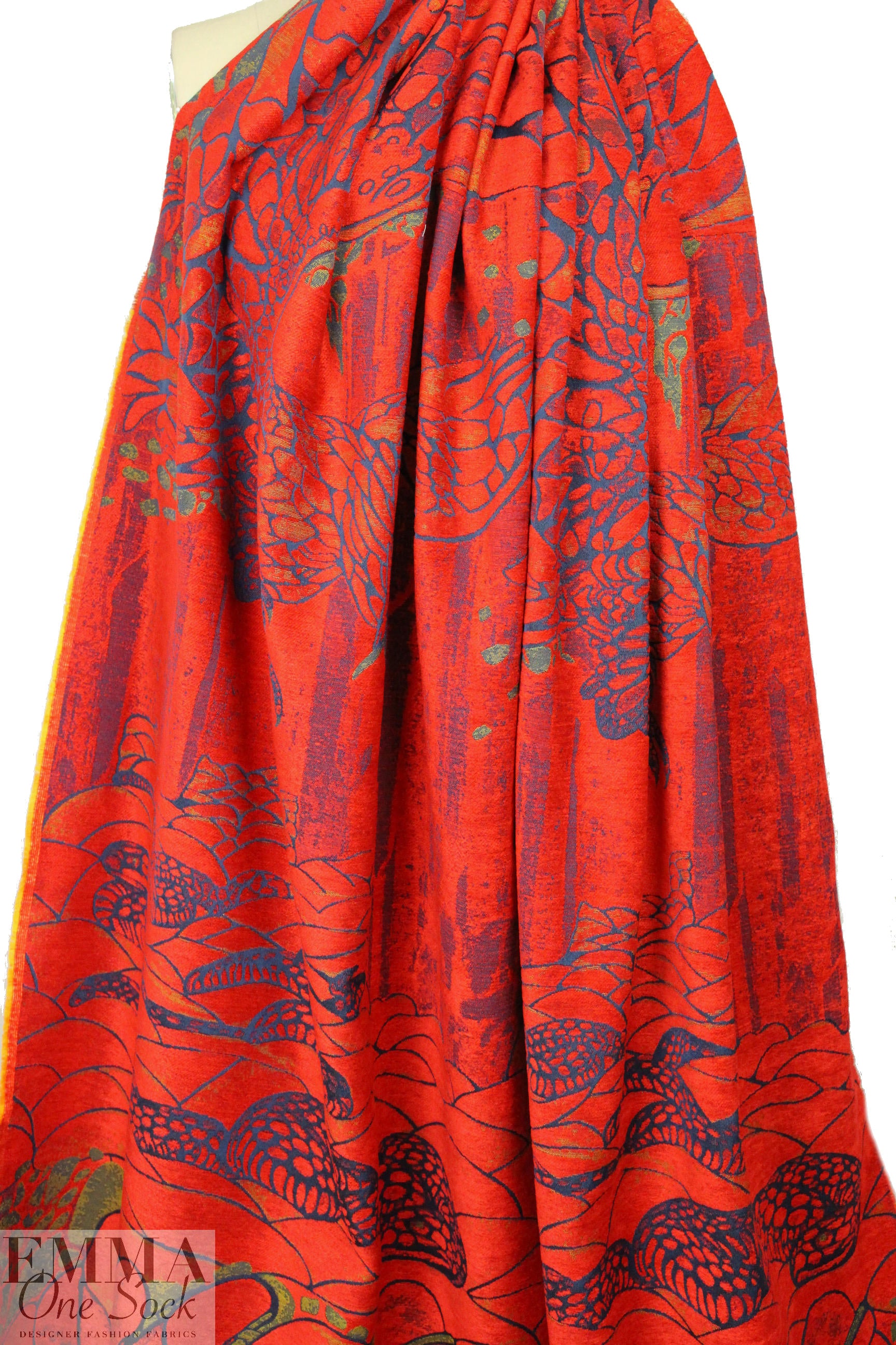 Rag & B0ne 'bird of prey' tapestry brocade - red .83 yds
