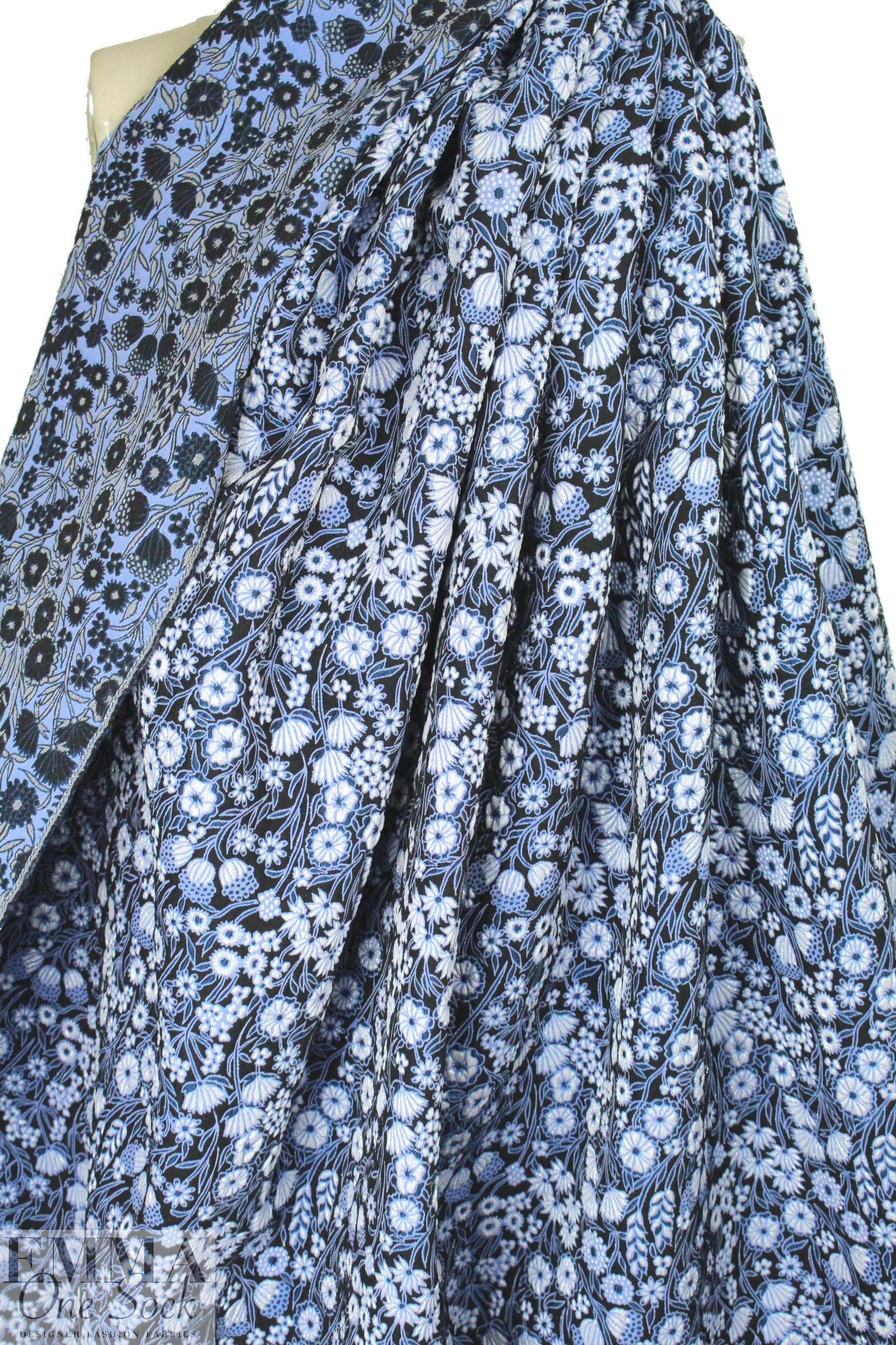 Rebecca Tayl0r floral jacquard brocade - blue sparkle 1.66 yd