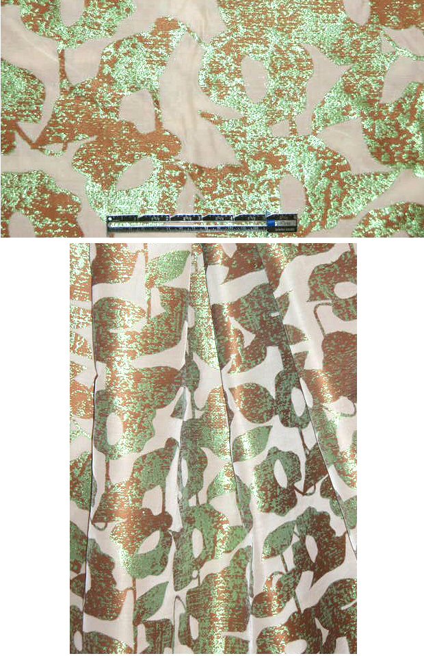 famous designer caramel/green silk/met brocade