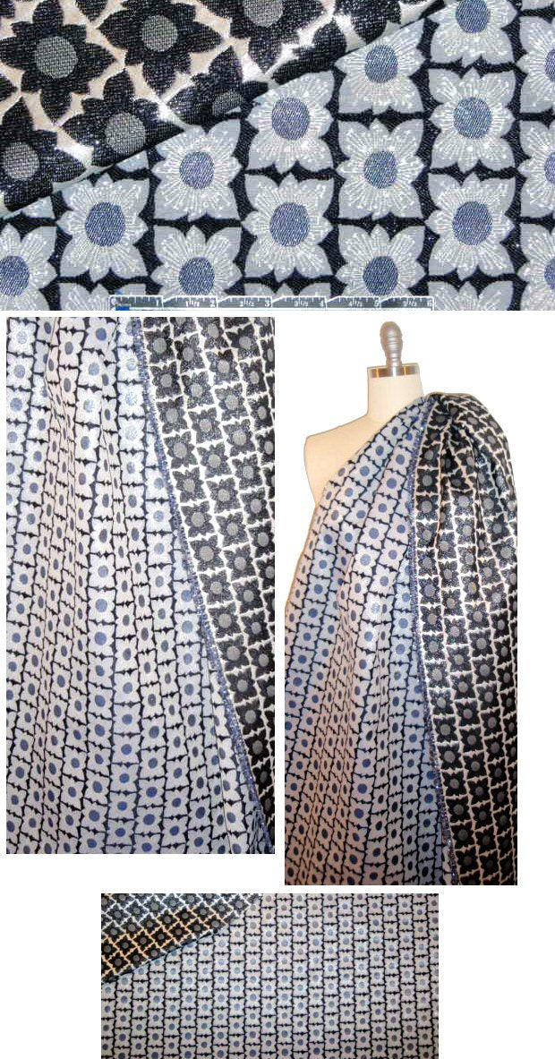 Sun0 lurex flower motif jacquard brocade 1.375 yd