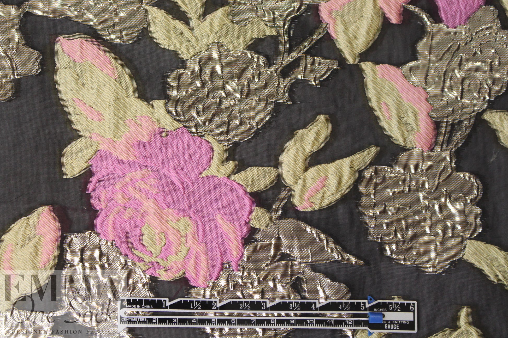 famous designer pink/gold floral jacquard brocade