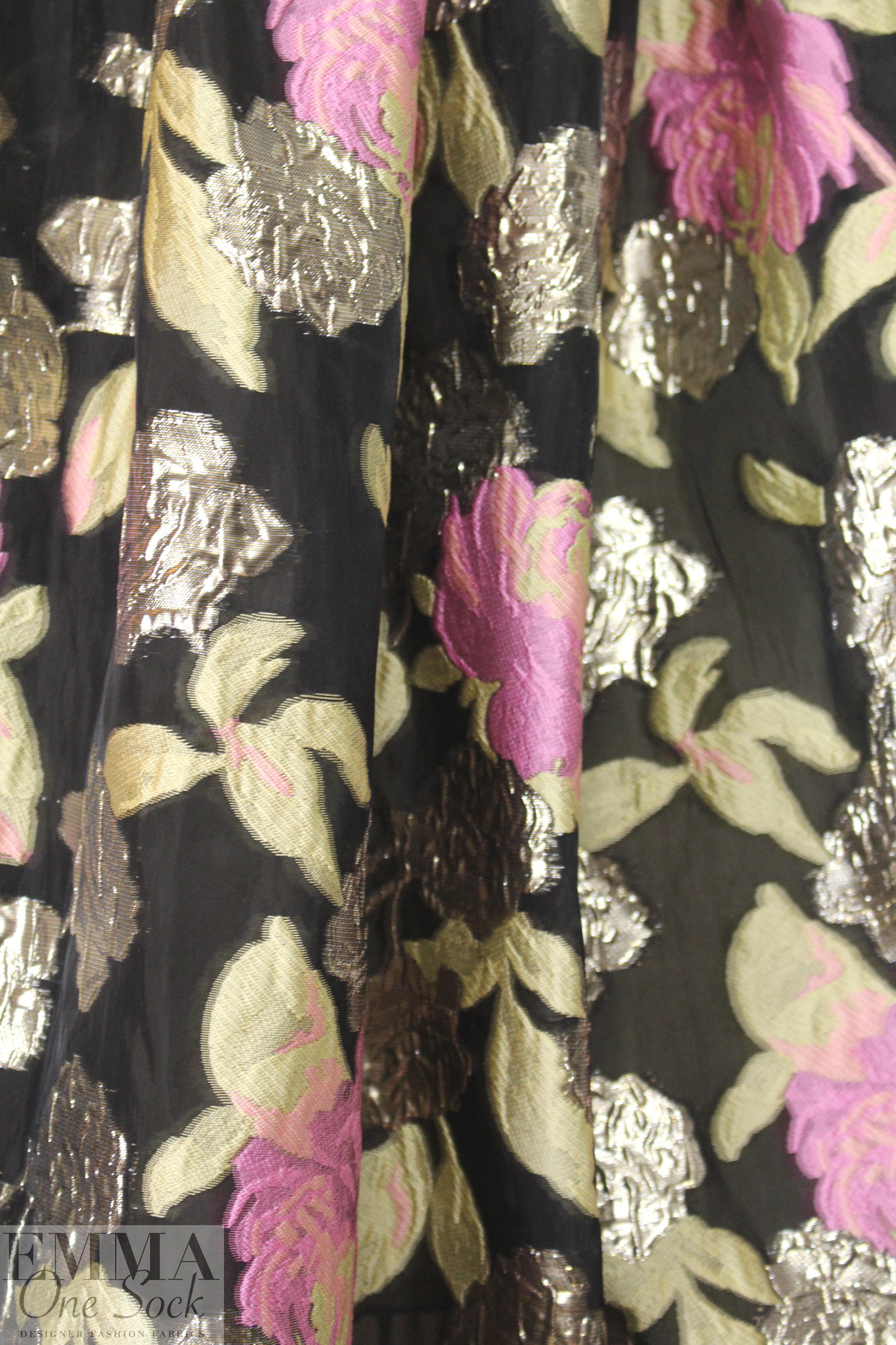 famous designer pink/gold floral jacquard brocade