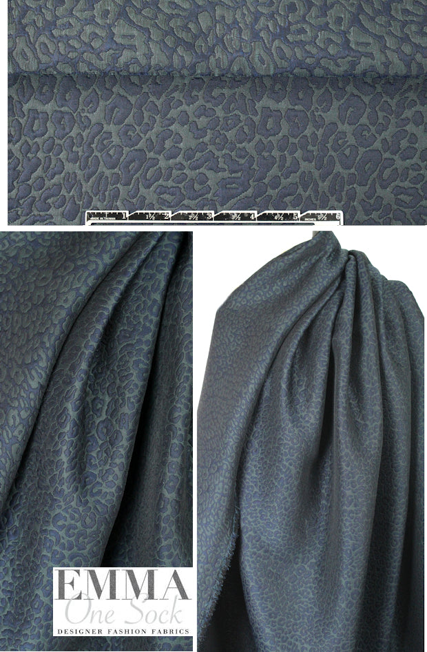 Tah@ri textured cheetah brocade - marine/storm 1.875 yd