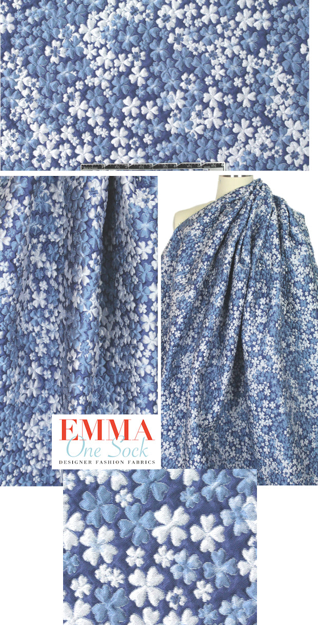 Tah@ri shades of blue textured floral matelasse'