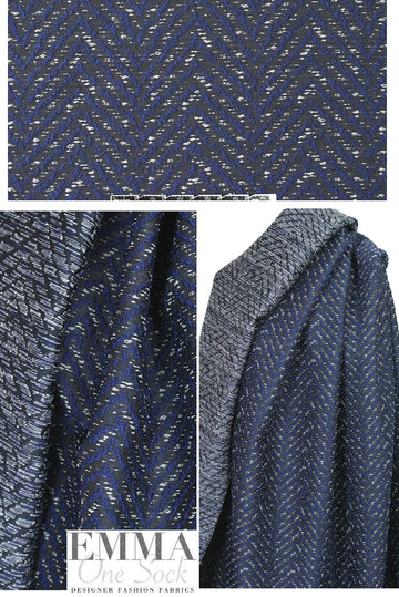 3.1 Phi11ip Lim navy/black textured chevron matelasse' 2.125 yds
