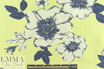 Va1entino lemon/navy floral jacquard brocade