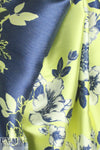 Va1entino lemon/navy floral jacquard brocade