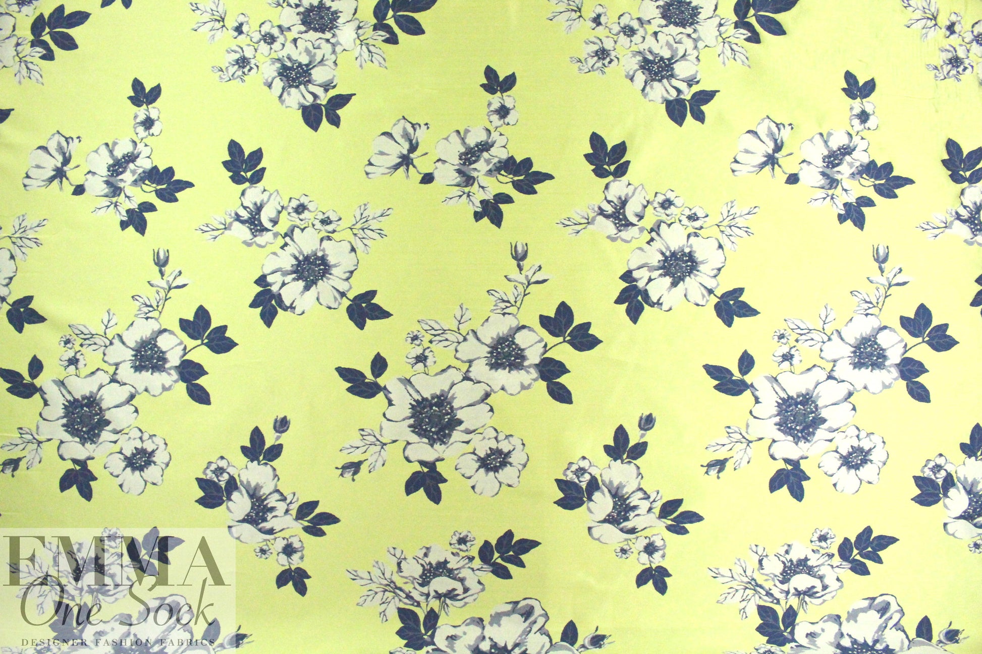 Va1entino lemon/navy floral jacquard brocade 1 yard