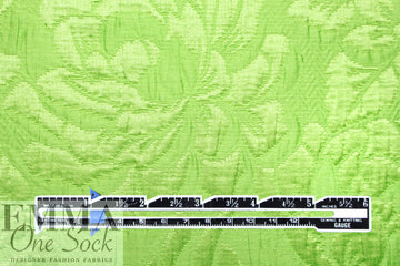 NY designer lustrous dimensional floral brocade - key lime 1.5 yds