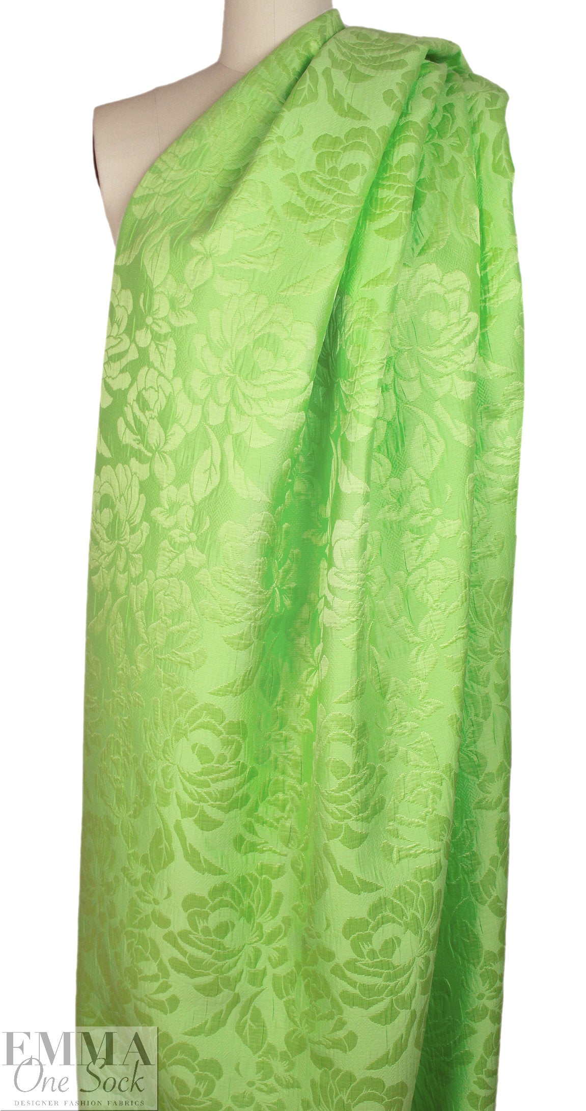 NY designer lustrous dimensional floral brocade - key lime 1.5 yds