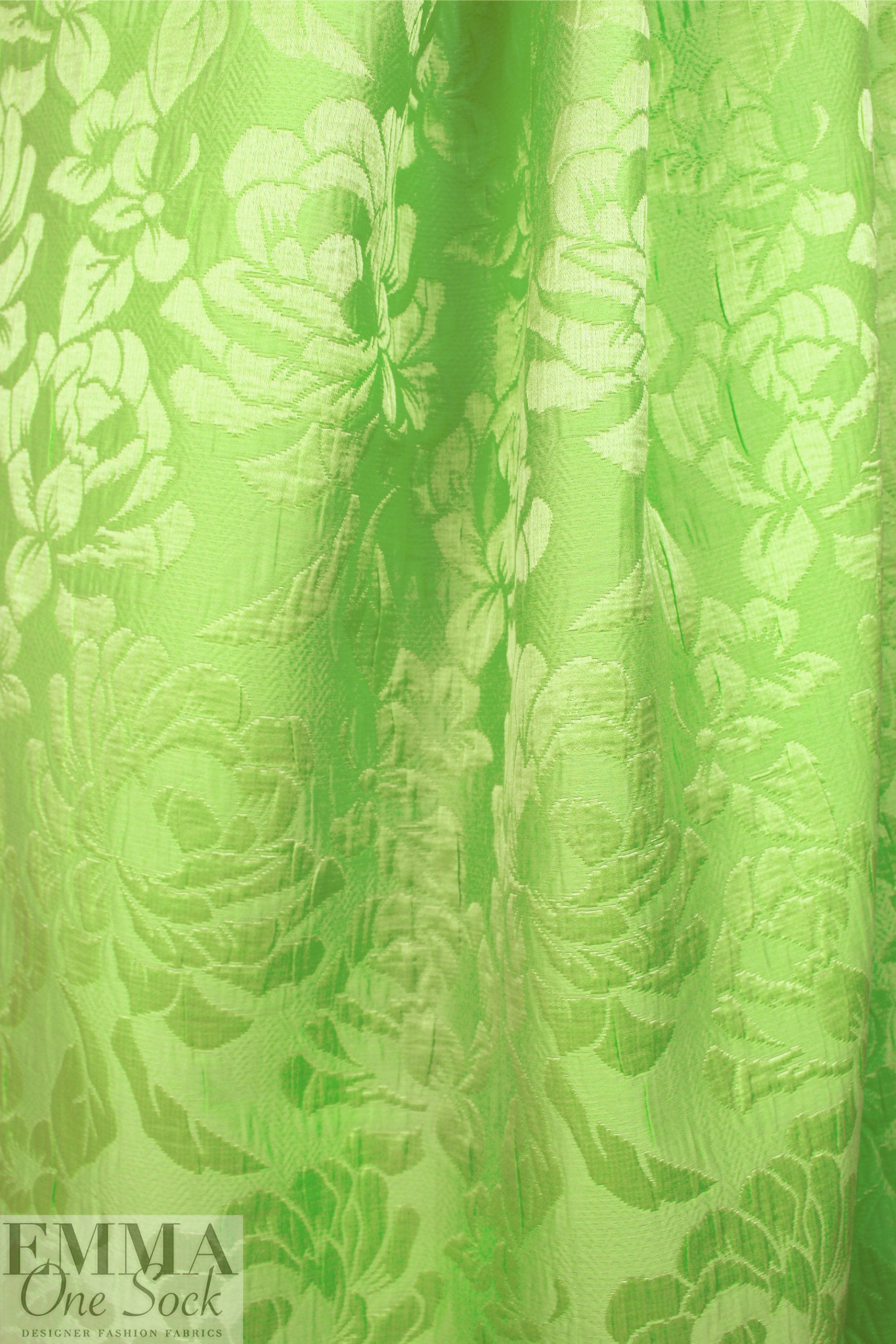NY designer lustrous dimensional floral brocade - key lime 1.5 yds