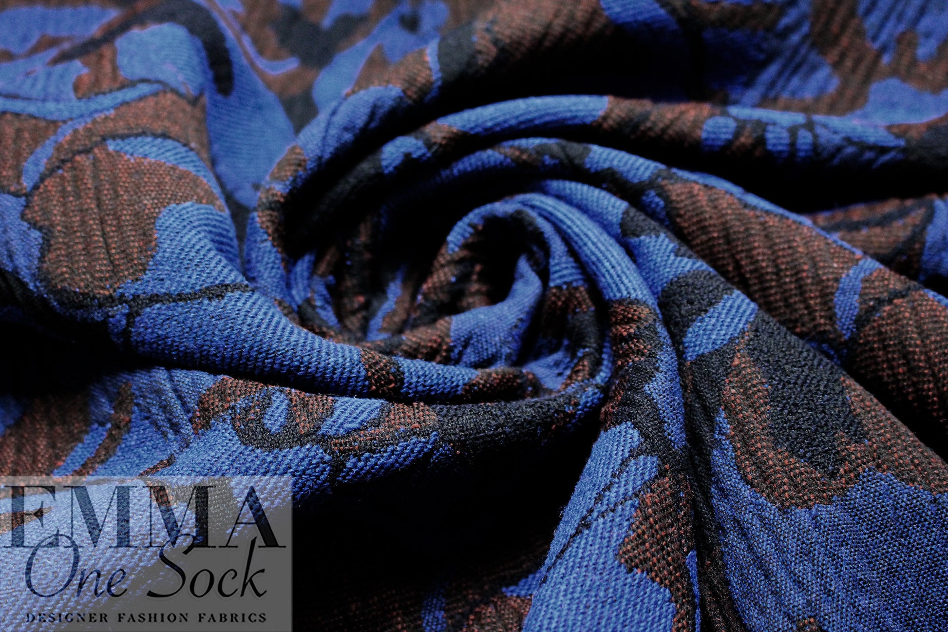 Italian wool blend matelasse' woven - electric blue/friar 2.125 yds