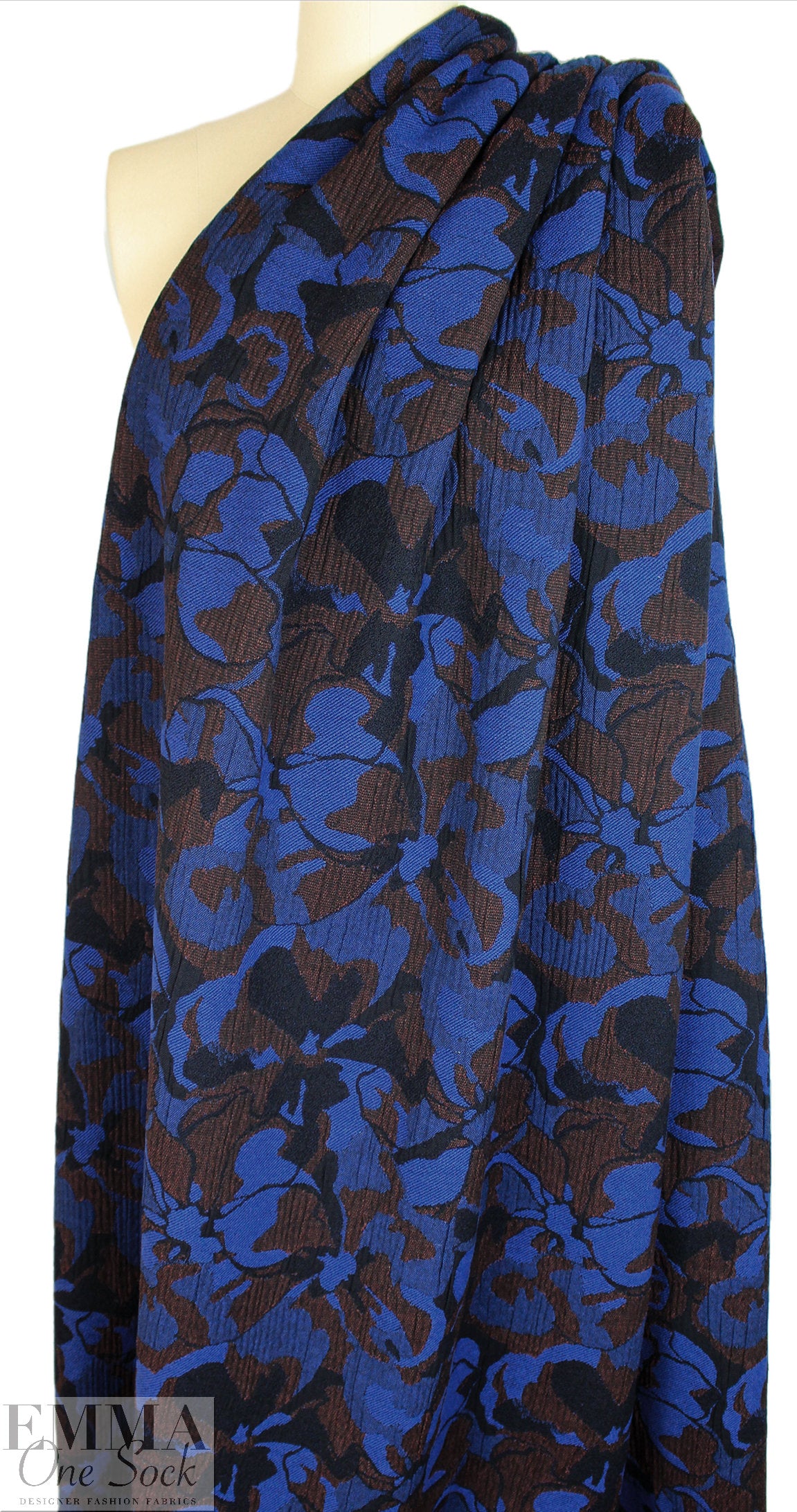 Italian wool blend matelasse' woven - electric blue/friar 1.66 yd