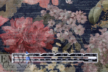 NY designer floral over-printed metallic brocade 1.625 yd