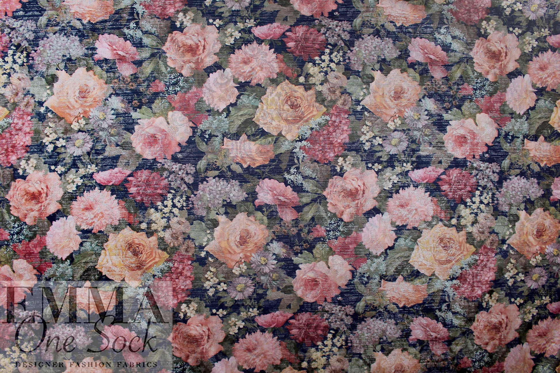 NY designer floral over-printed metallic brocade 2.25 yd