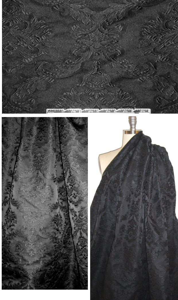 Italian black on black fleur-de-lis brocade