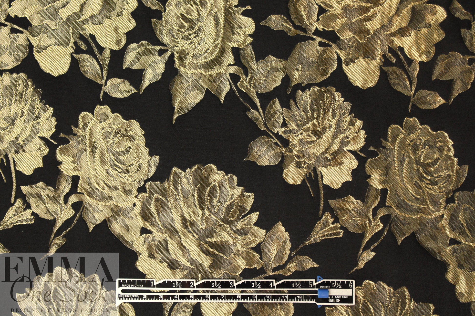 NY designer gold rose jacquard brocade 2 yd