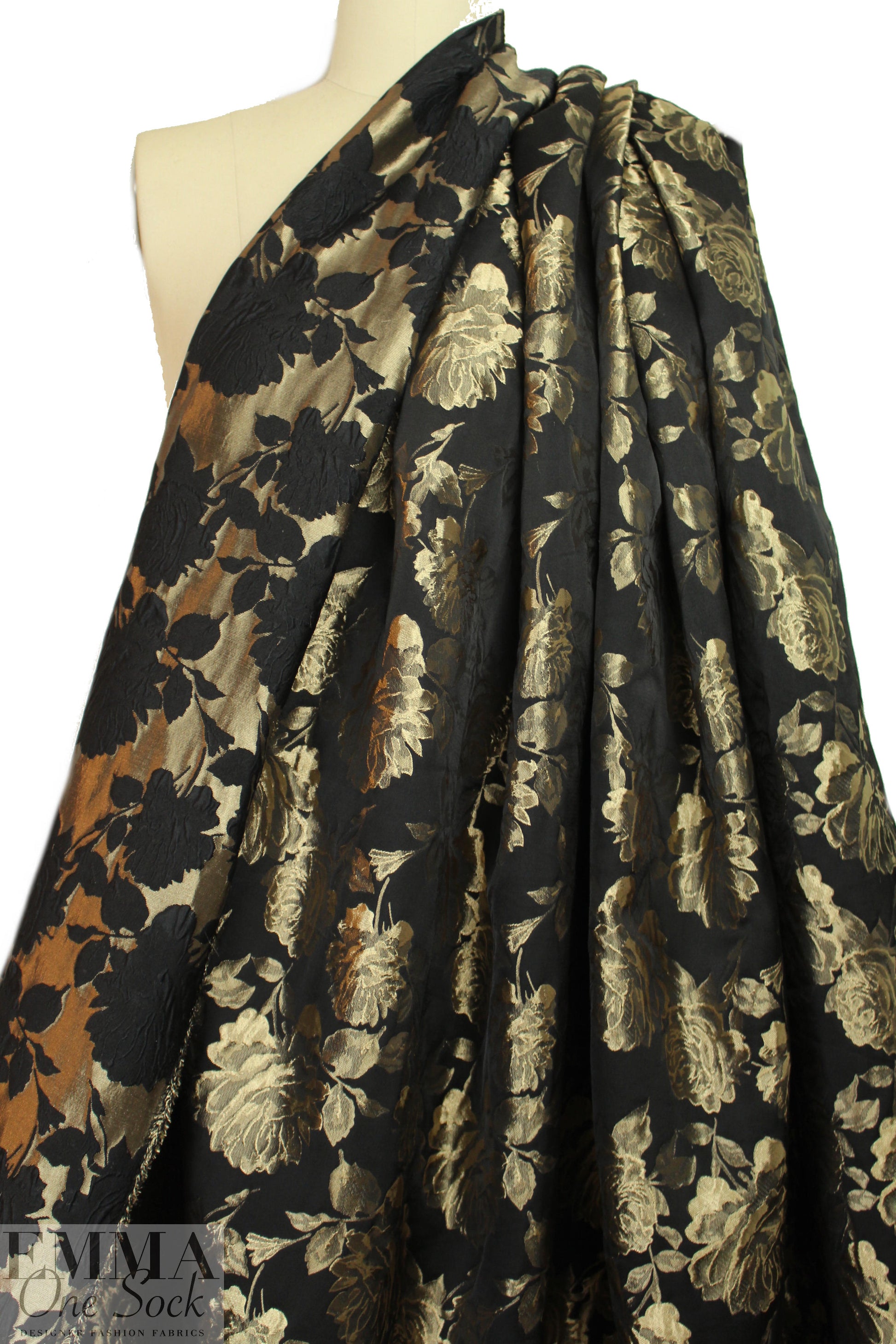 NY designer gold rose jacquard brocade