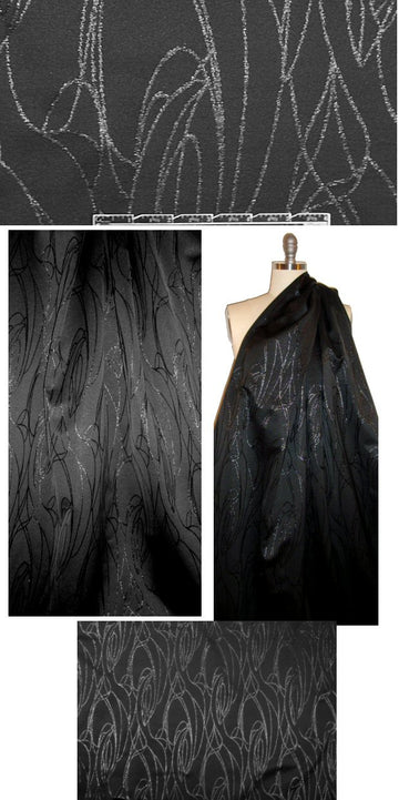 Italian black on black lurex swirls brocade