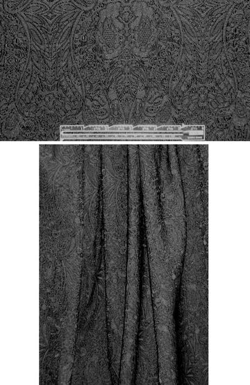 NY designer textured black on black scroll brocade