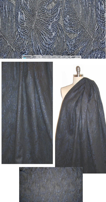 Italian leaf matelasse' stretch brocade - sapphire