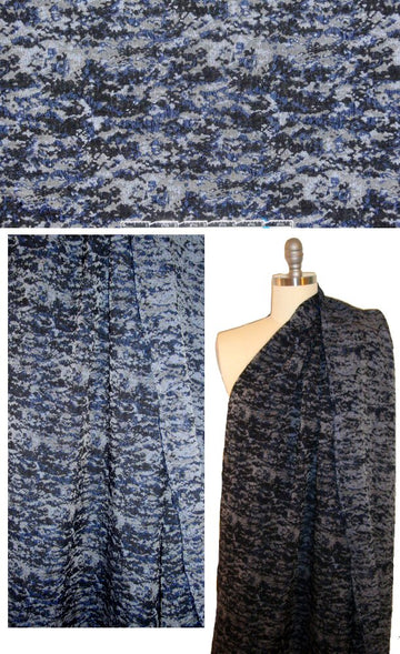 famous designer textured navy/black/gray brocade 2.75 yds