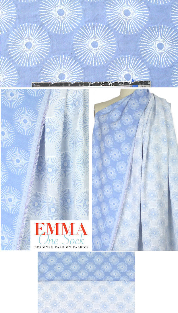 famous designer flower jacquard brocade - blue/white