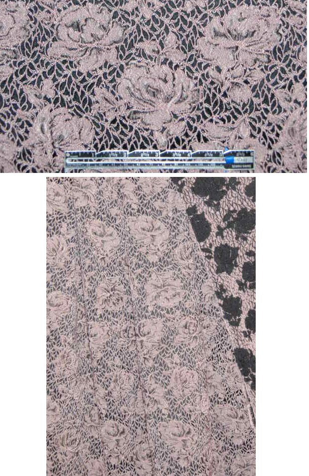 NY designer blush/black textured rose stretch brocade
