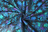 Italian vivid decorative floral on black brocade