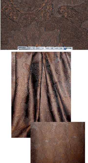Italian bronze intricate design clipped brocade .66 yds
