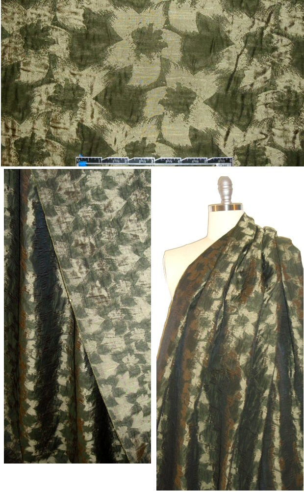 French reversible loden flowers jacquard brocade 1.625 yd